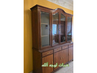 دولاب صحون فترينا خشب لوجه الله
